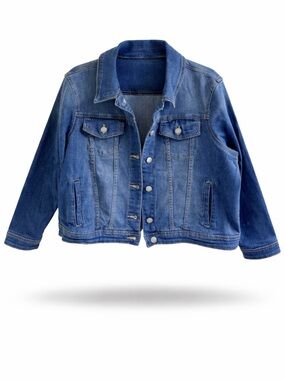 Tahari Dark Blue with fade effect Denim Jacket Size PL NWT